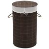 Bamboo Laundry Bin Round Dark Brown