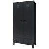 Wardrobe Metal Industrial Style 90x40x180 cm Black