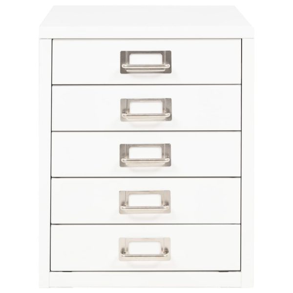 Filing Cabinet with 5 Drawers Metal 28x35x35 cm White