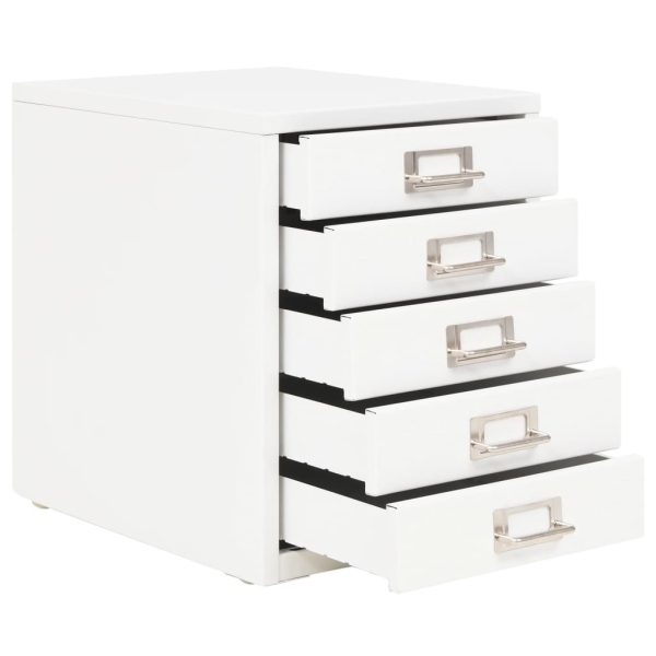 Filing Cabinet with 5 Drawers Metal 28x35x35 cm White