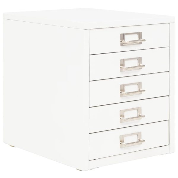 Filing Cabinet with 5 Drawers Metal 28x35x35 cm White