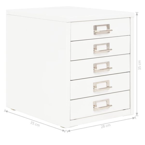 Filing Cabinet with 5 Drawers Metal 28x35x35 cm White