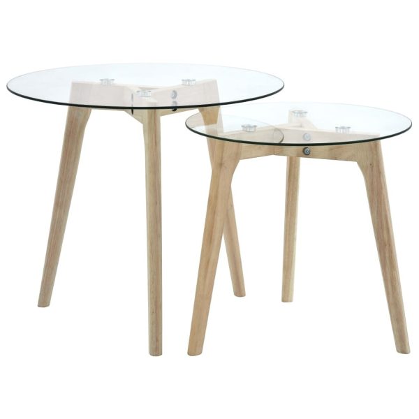 Tamiami Side Table Set 2 pcs Tempered Glass