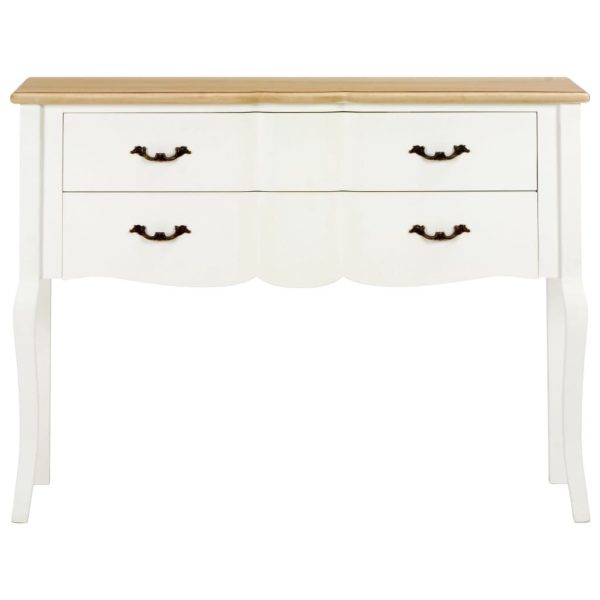 Sideboard White and Brown 110x30x85 cm Solid Wood
