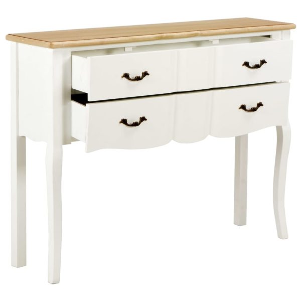 Sideboard White and Brown 110x30x85 cm Solid Wood