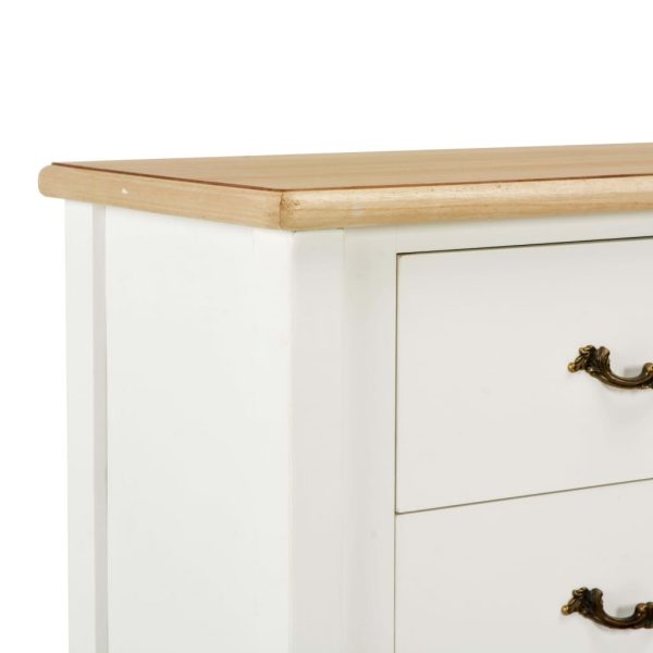 Sideboard White and Brown 110x30x85 cm Solid Wood