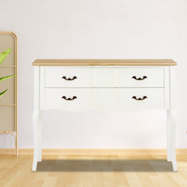 Sideboard White and Brown 110x30x85 cm Solid Wood