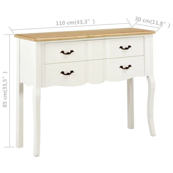 Sideboard White and Brown 110x30x85 cm Solid Wood