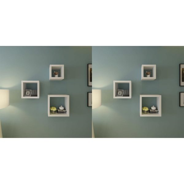 Wall Cube Shelves 6 pcs White