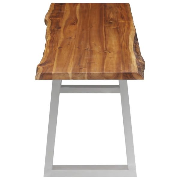 3 Piece Dining Set Solid Acacia Wood Brown