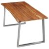 3 Piece Dining Set Solid Acacia Wood Brown
