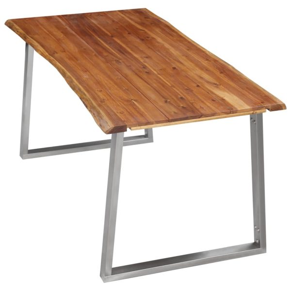 3 Piece Dining Set Solid Acacia Wood Brown