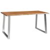 3 Piece Dining Set Solid Acacia Wood Brown