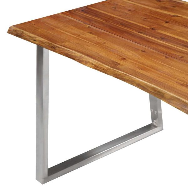 3 Piece Dining Set Solid Acacia Wood Brown