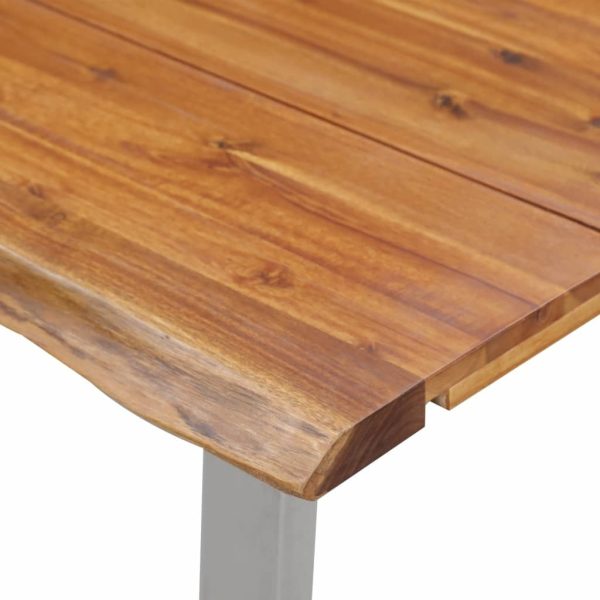 3 Piece Dining Set Solid Acacia Wood Brown