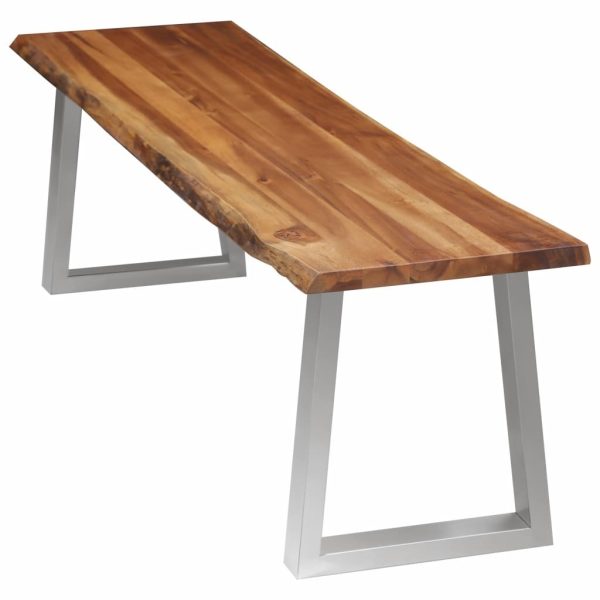 3 Piece Dining Set Solid Acacia Wood Brown
