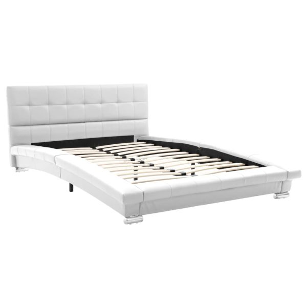 Ansonia Bed Frame White Faux Leather 106×203 cm King Single Size