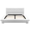 Ansonia Bed Frame White Faux Leather 106×203 cm King Single Size