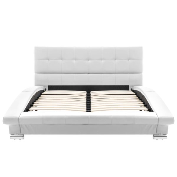 Ansonia Bed Frame White Faux Leather 106×203 cm King Single Size