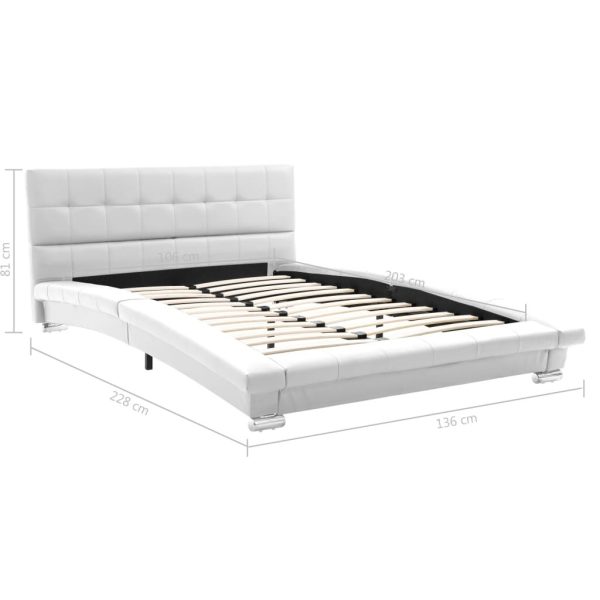 Ansonia Bed Frame White Faux Leather 106×203 cm King Single Size