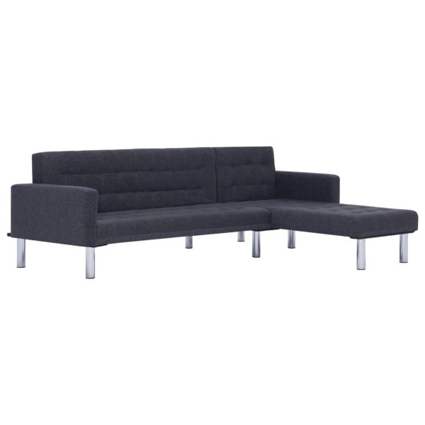 Cosham L-shaped Sofa Bed Dark Grey Polyester