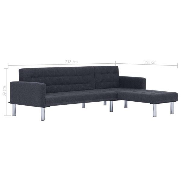 Cosham L-shaped Sofa Bed Dark Grey Polyester