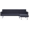 Cosham L-shaped Sofa Bed Dark Grey Polyester