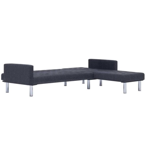 Cosham L-shaped Sofa Bed Dark Grey Polyester