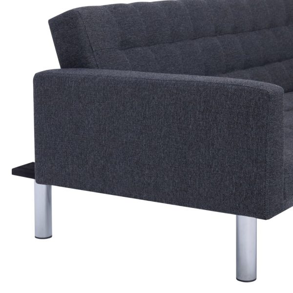 Cosham L-shaped Sofa Bed Dark Grey Polyester