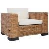 Armchair with Cushions Natural Rattan