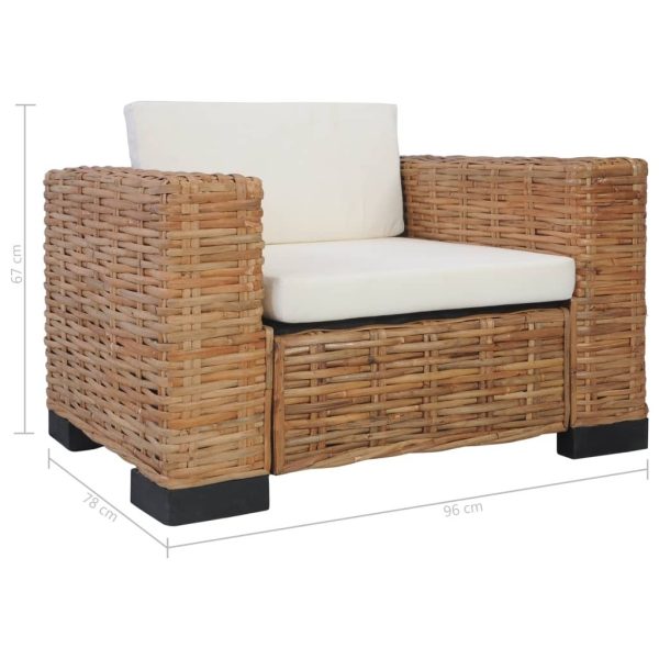 Armchair with Cushions Natural Rattan