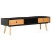 Broughton TV Cabinet Black 120x35x35 cm Solid Pinewood