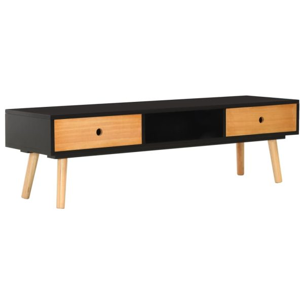 Broughton TV Cabinet Black 120x35x35 cm Solid Pinewood