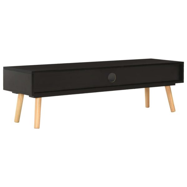 Broughton TV Cabinet Black 120x35x35 cm Solid Pinewood