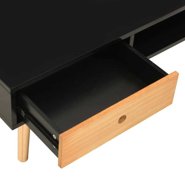 Broughton TV Cabinet Black 120x35x35 cm Solid Pinewood