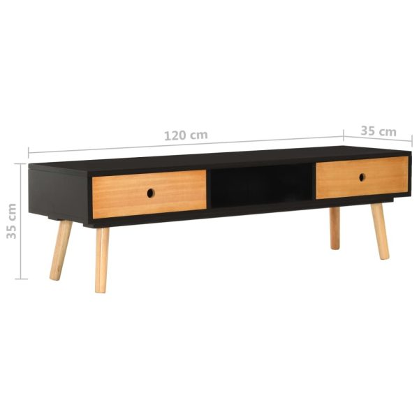 Broughton TV Cabinet Black 120x35x35 cm Solid Pinewood