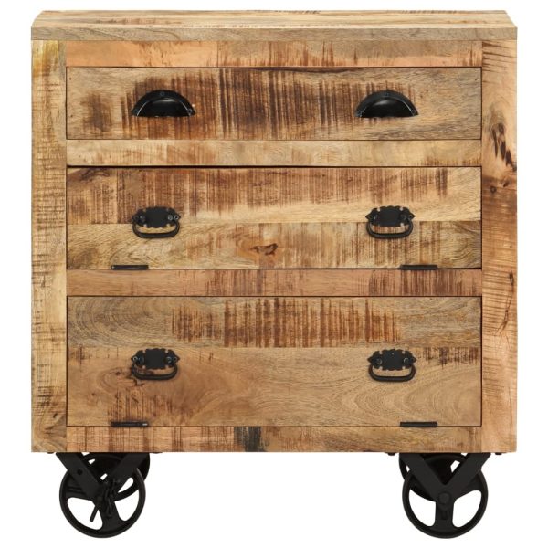Side Cabinet with Wheel 70x40x75 cm Solid Mango Wood