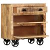 Side Cabinet with Wheel 70x40x75 cm Solid Mango Wood
