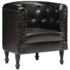 Tub Chair Real Leather – Black