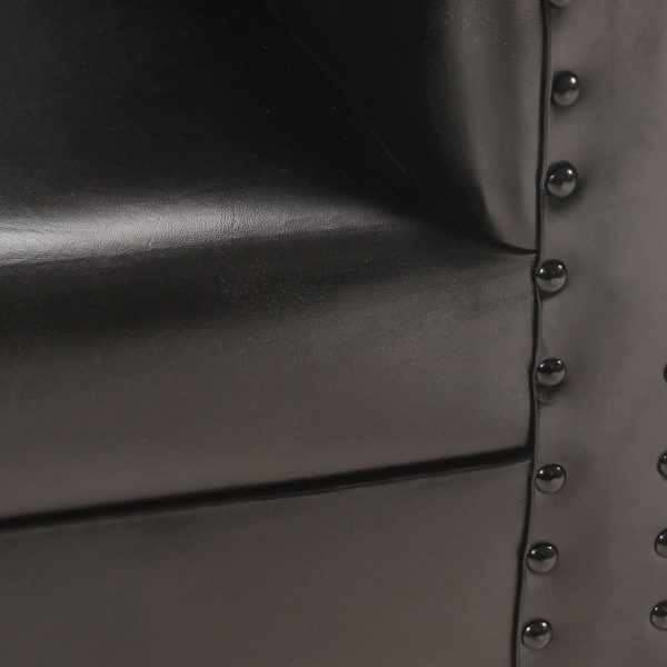 Tub Chair Real Leather – Black