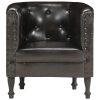 Tub Chair Real Leather – Black