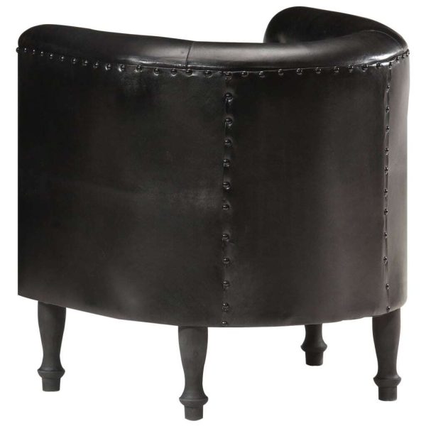 Tub Chair Real Leather – Black