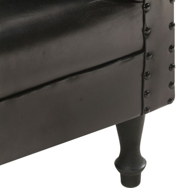 Tub Chair Real Leather – Black