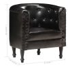 Tub Chair Real Leather – Black