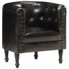 Tub Chair Real Leather – Black