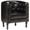 Tub Chair Real Leather – Black