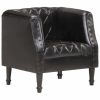 Tub Chair Real Goat Leather – Black