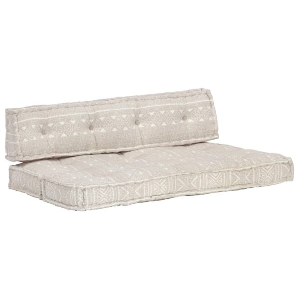 Pallet Sofa Cushion Light Brown Fabric Patchwork