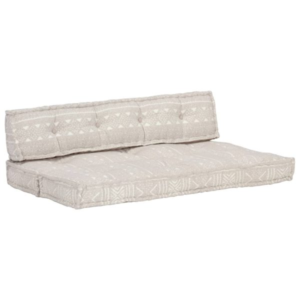 Pallet Sofa Cushion Light Brown Fabric Patchwork