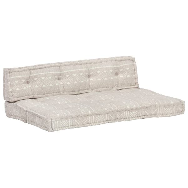 Pallet Sofa Cushion Light Brown Fabric Patchwork
